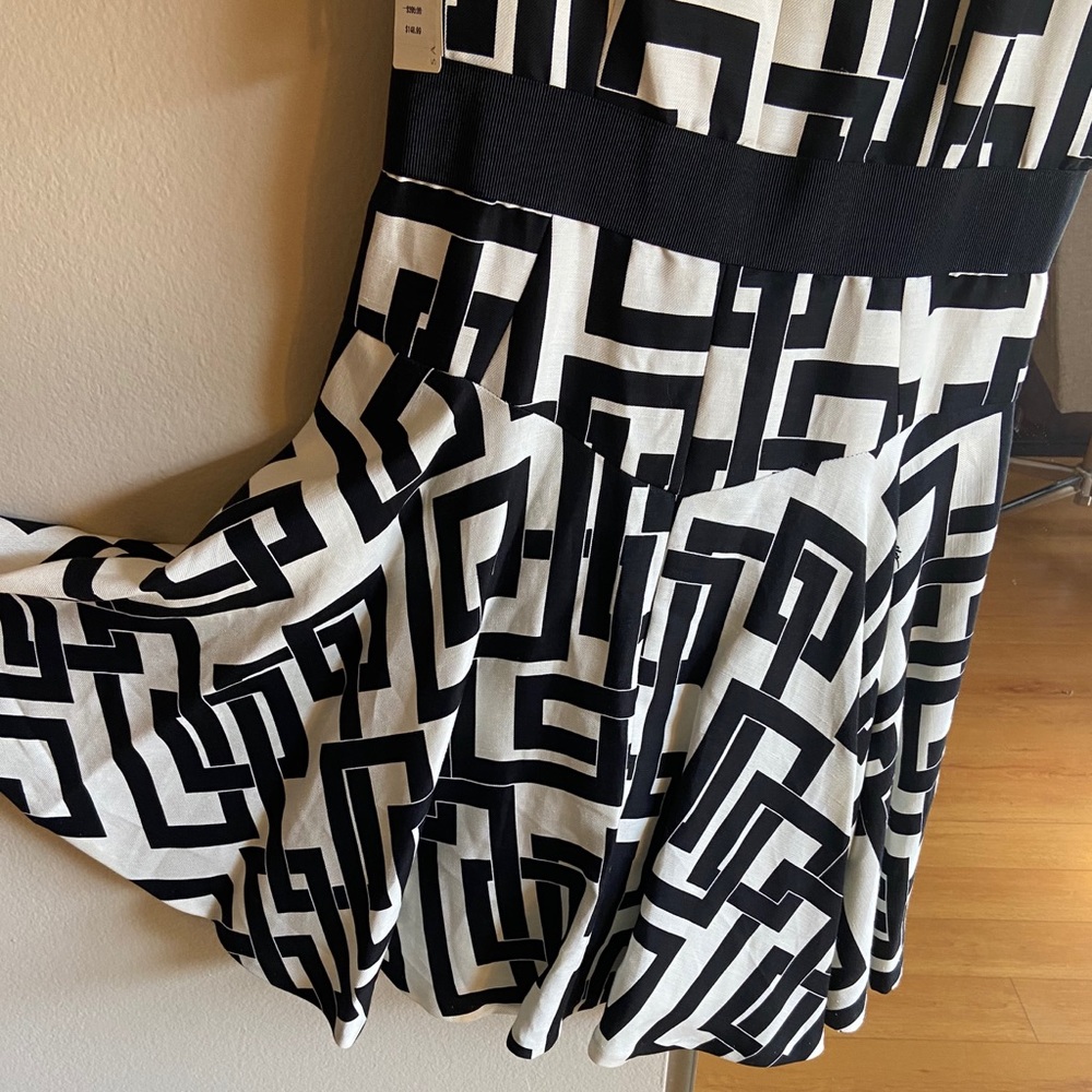 MILLY - NWT Geometric Silk & Linen Dress - 10 - Picture 4 of 6